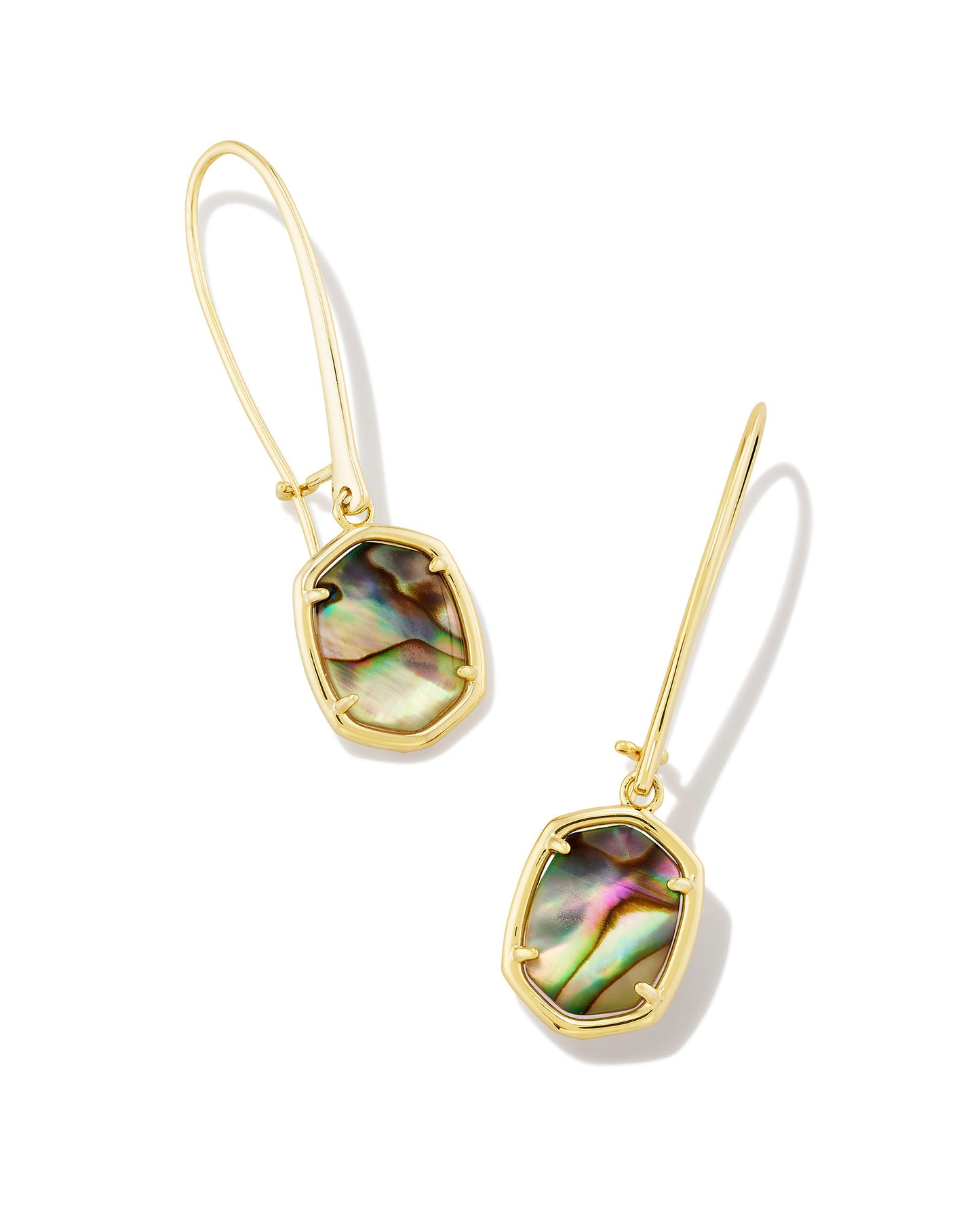 DAPHNE WIRE DROP EARRINGS IN GOLD ABALONE