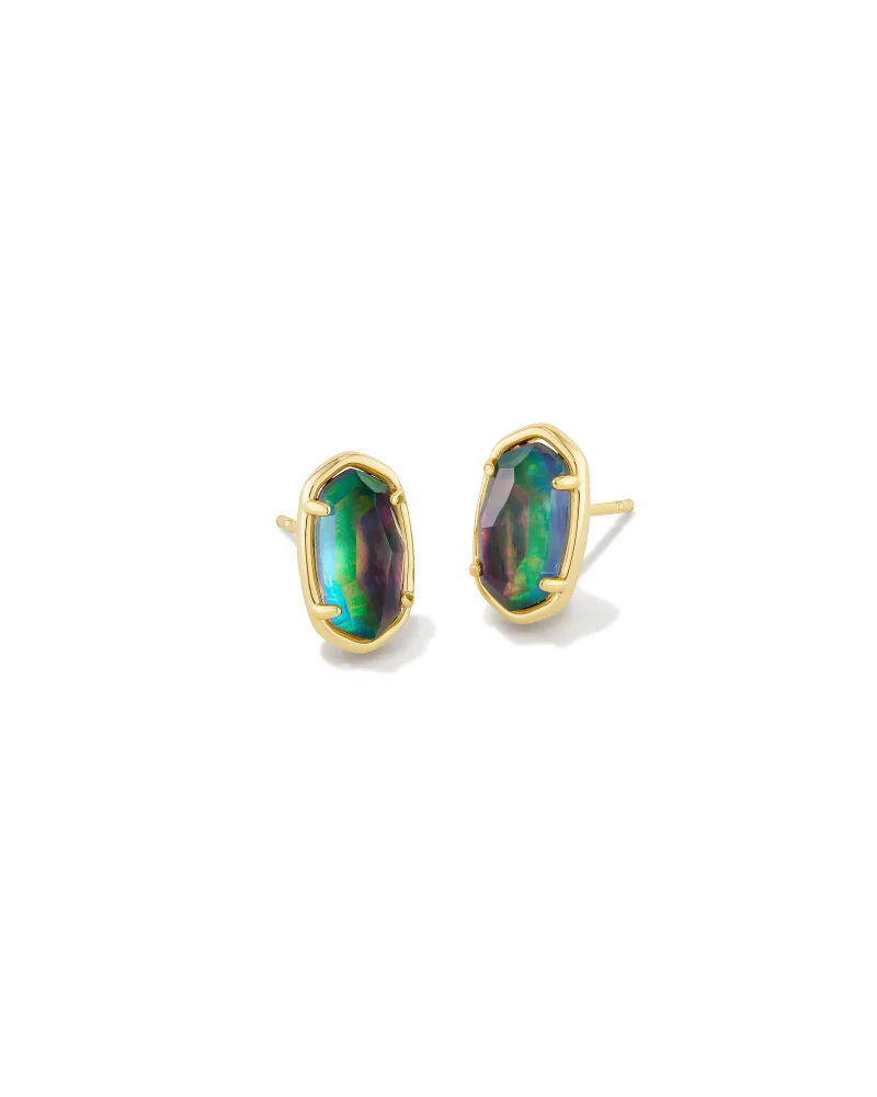 Grayson Stone Stud Earring Gold Lilac Abalone