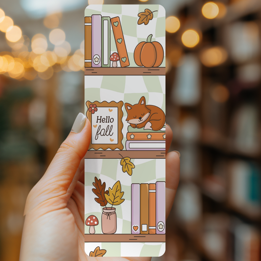 Fall Fox Bookshelf Bookmark – Soft Matte Laminated