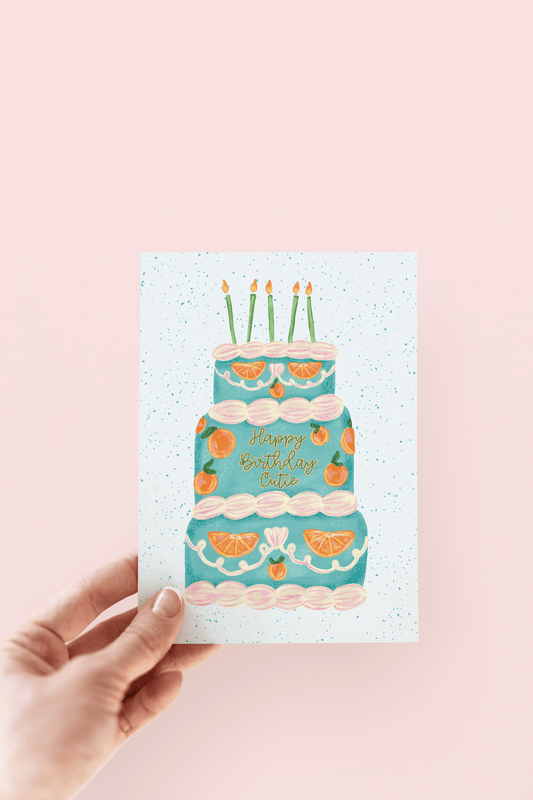 Happy Birthday Cutie Oranges Cake Coquette Greeting Card
