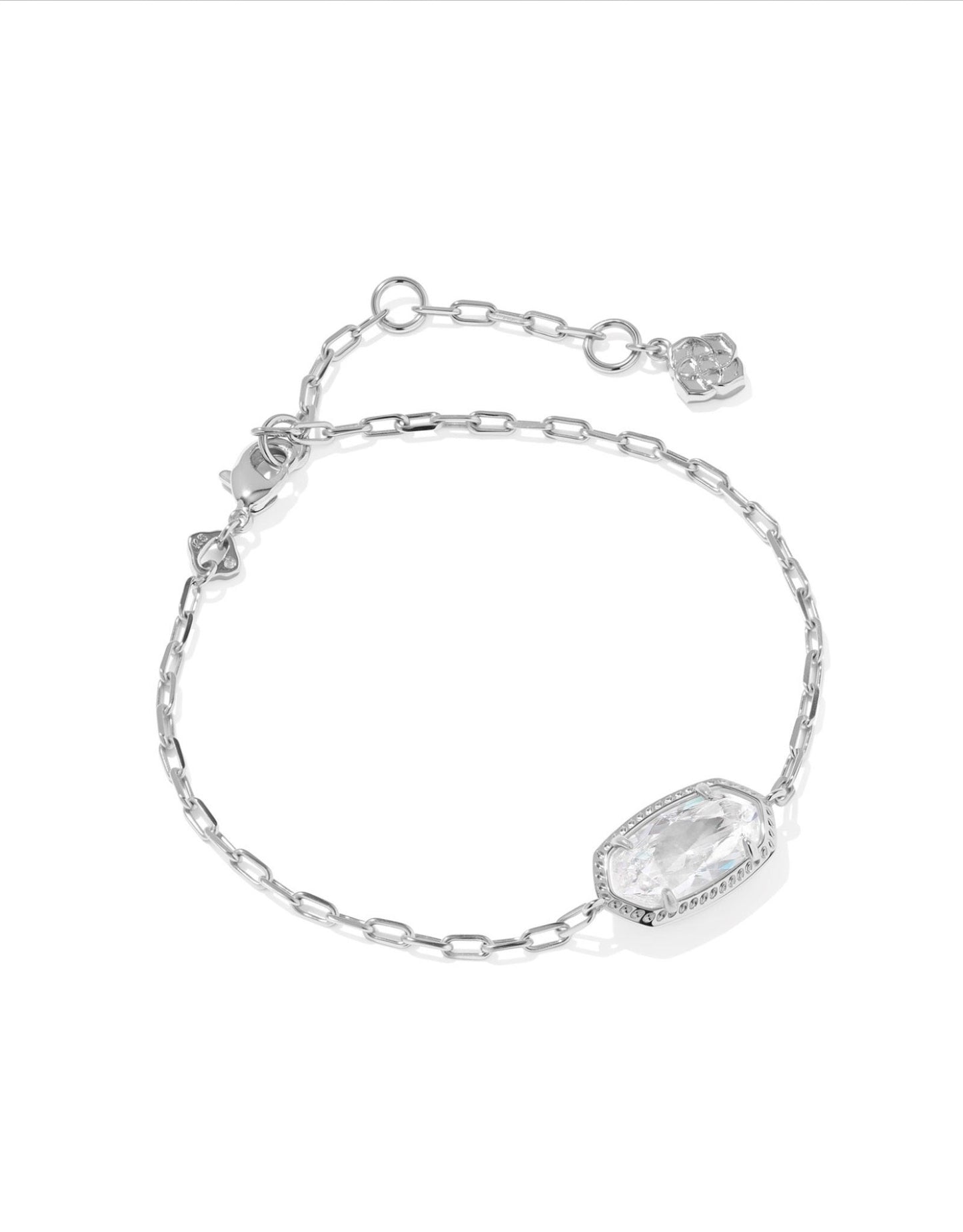 ELAINA LUXE CHAIN BRACELET SILVER WHITE CZ - She Chester
