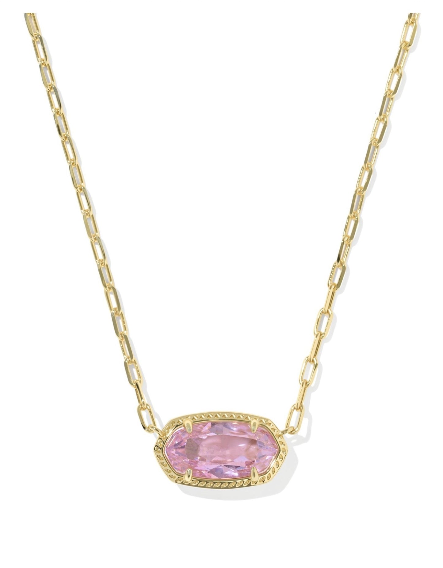ELISA LUXE SHORT PENDANT NECKLACE GOLD LIGHT PINK CZ - She Chester