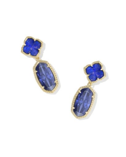 Eloise Drop Earrings - Gold Bronze Veined Blue Lapis - She Chester