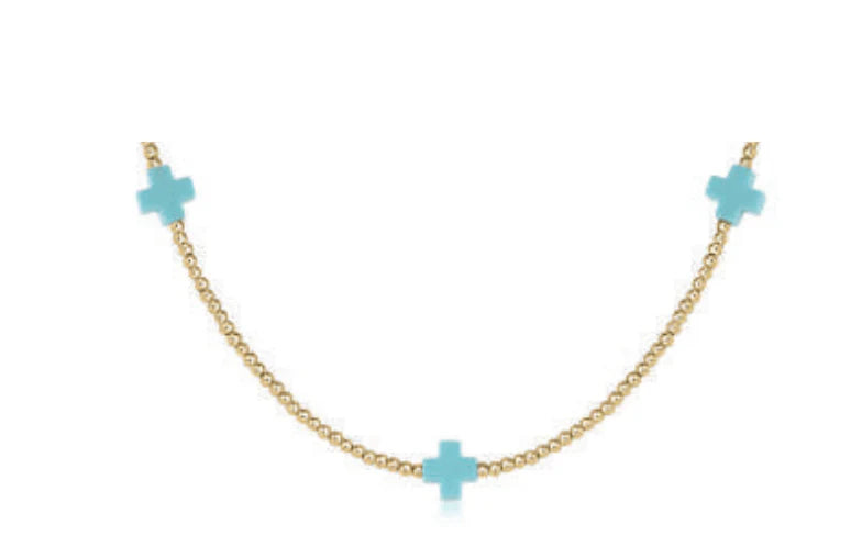 Turq Cross Choker Necklace