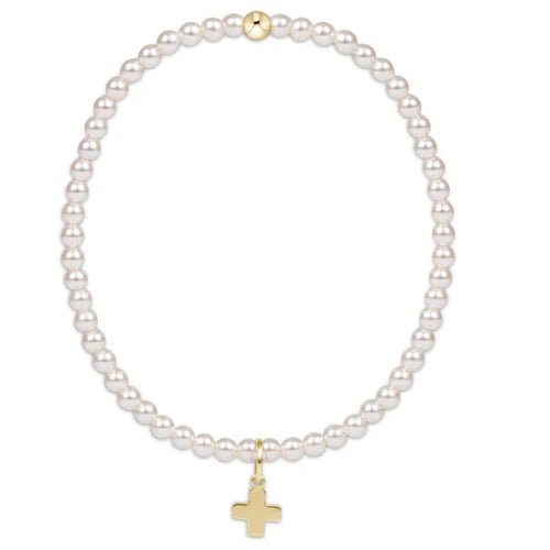 enewton Extends - Classic Pearl Cross 3mm Bead Bracelet - She Chester