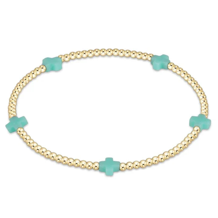 Mint Small Signature Cross Gold Pattern 2mm Bracelet