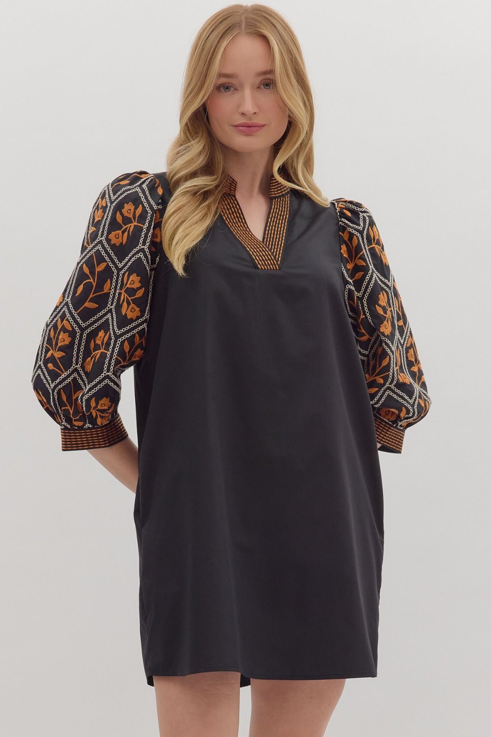 Tate Embroidered Black Dress