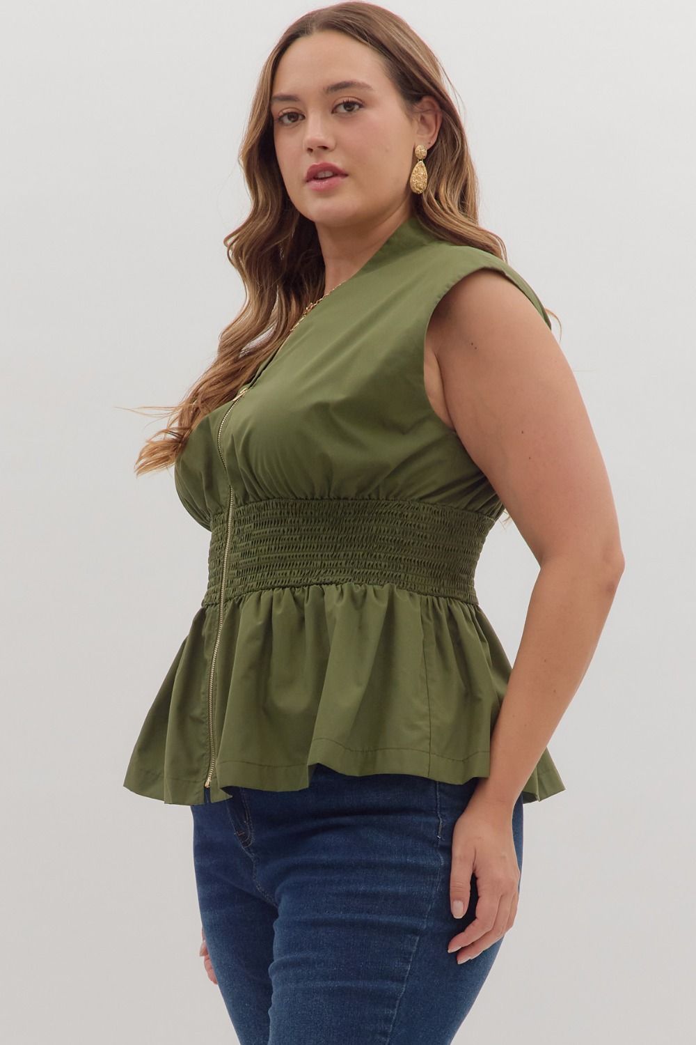 Monica Olive Zip Top