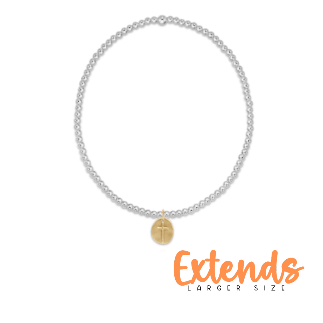 Extends - Classic Sterling Mixed Metal 2mm Bead Bracelet - Inspire Small Gold Charm - She Chester