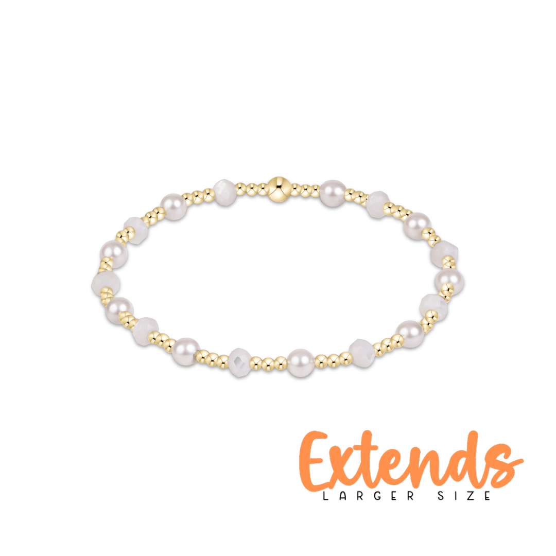 Extends Sincerity Gemstone & Pearl 4mm Bracelet - Mother Of Pearl - She Chester
