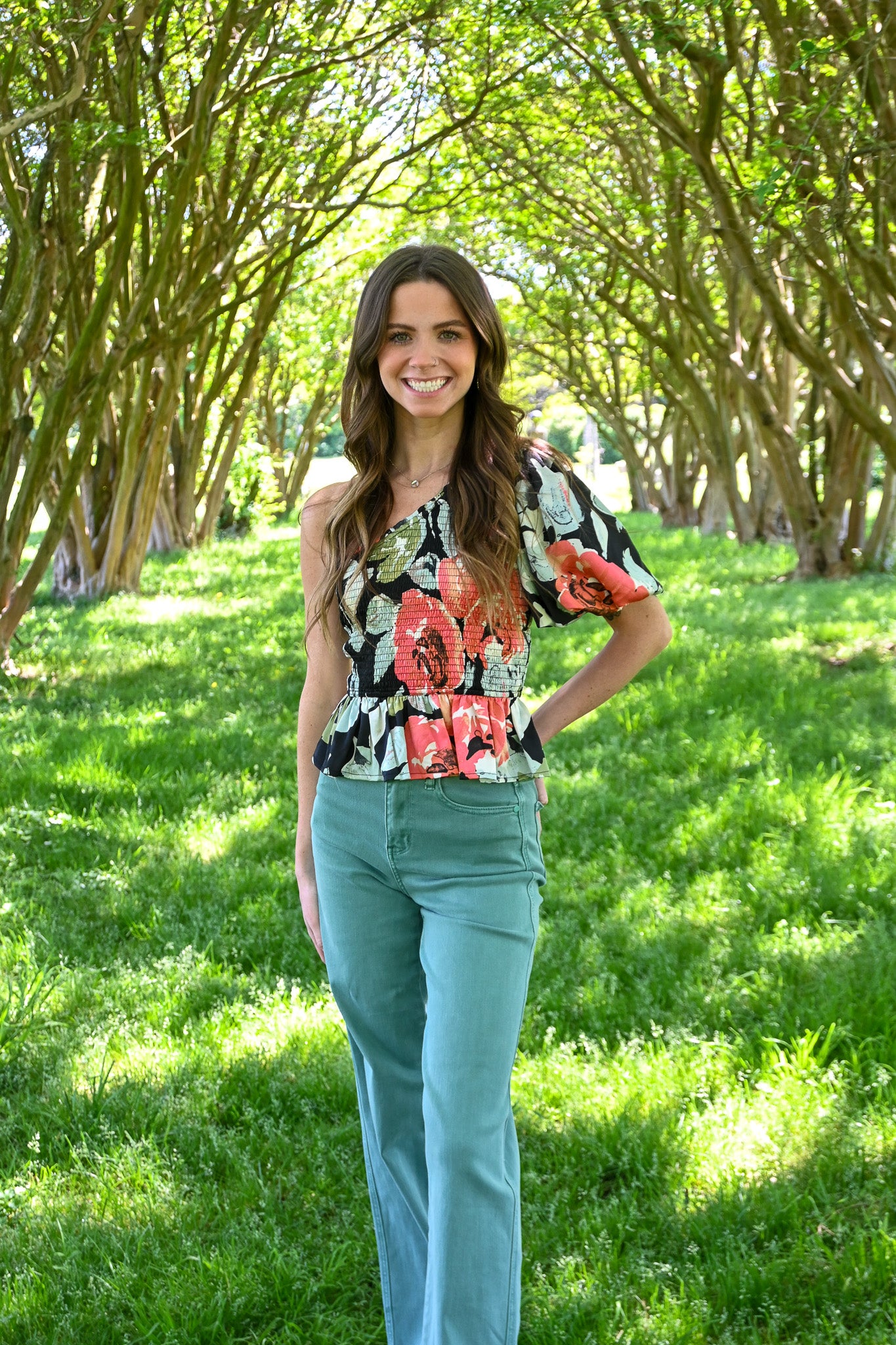 Field Of Poppies One Shoulder Top -