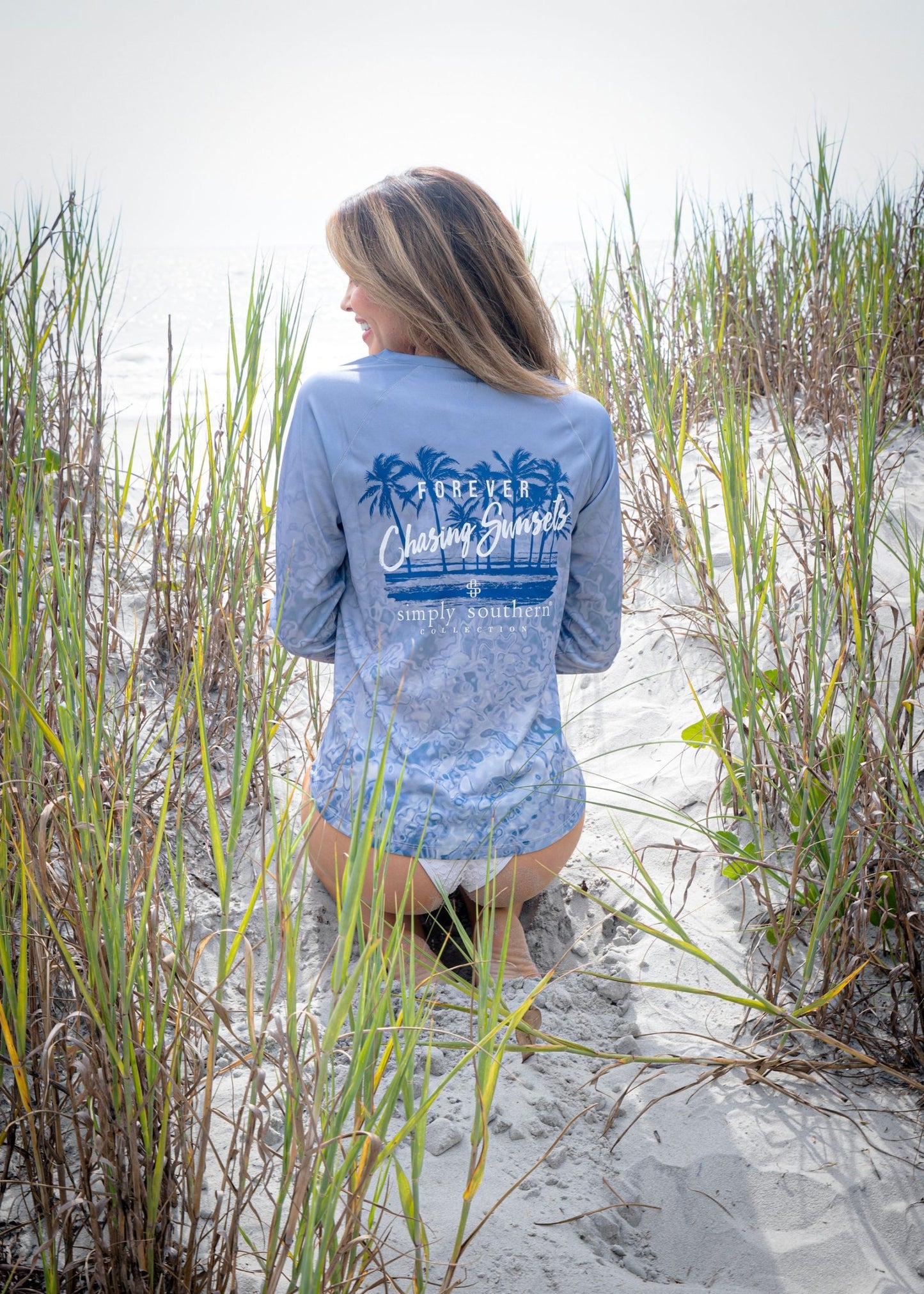 SS Rash Guard - Chasing Sunsets Blue -