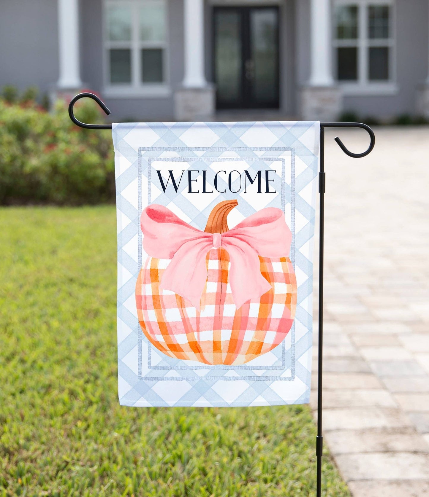 Fall Pink Pumpkin Garden Flag: 12" x 18" - She Chester