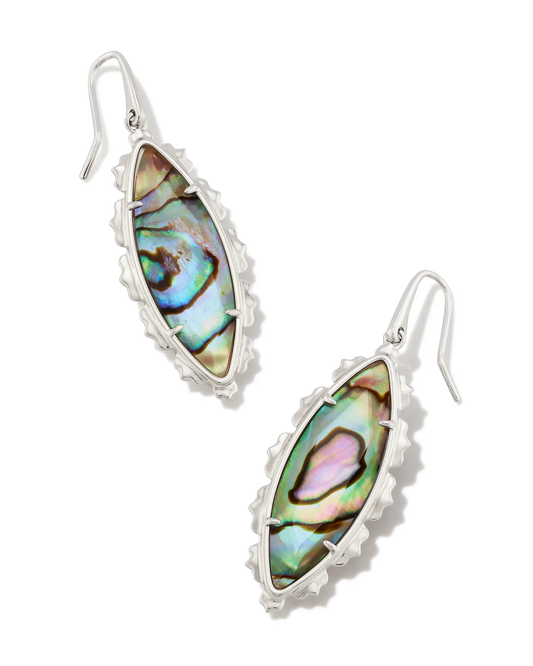 Genevieve Drop Earrings Rhodium Abalone Shell