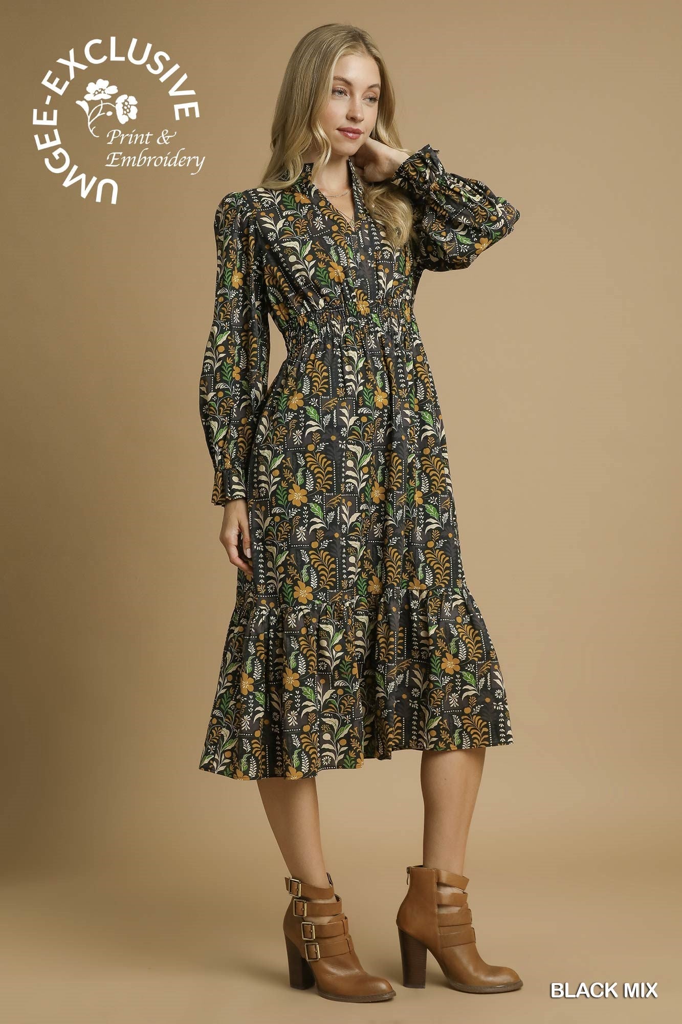 Fields of Fall Black Dress - She Chester