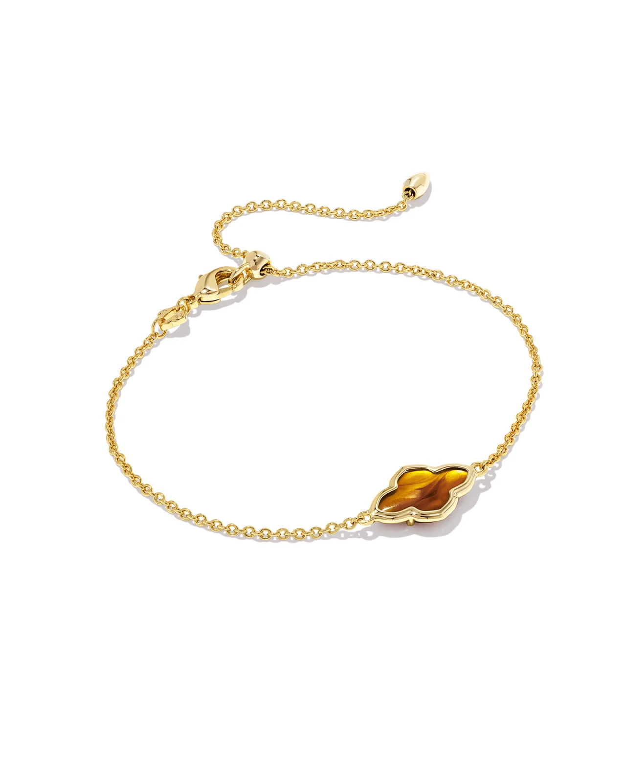 Framed Abbie Delicate Chain Bracelet Gold Marbled Amber Illusion - She Chester