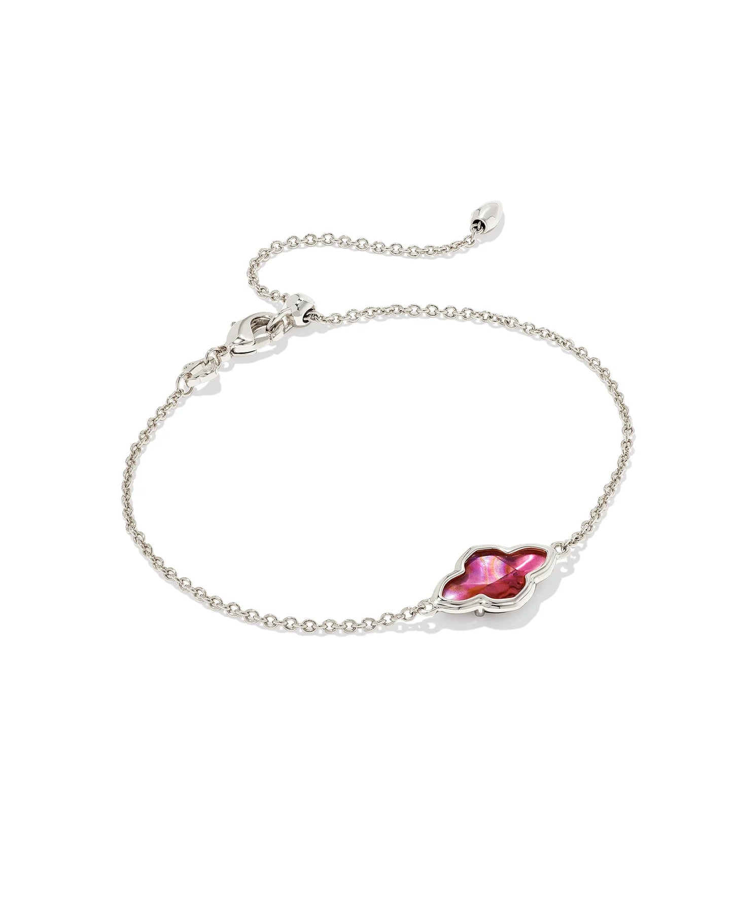 Framed Abbie Delicate Chain Bracelet Rhodium Light Burgundy Illusion - She Chester
