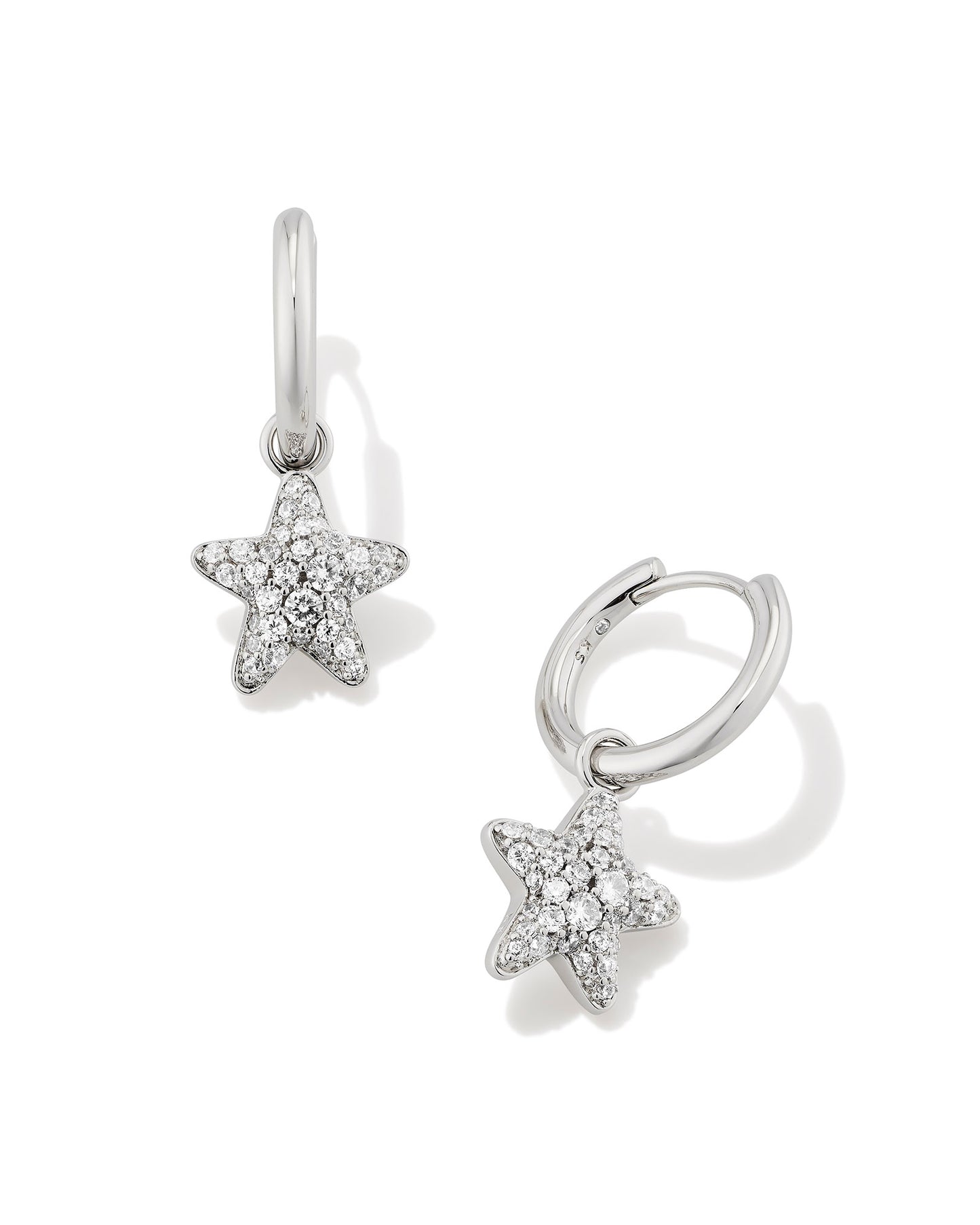 JAE STAR PAVE HUGGIE EARRINGS IN SILVER WHITE CRYSTAL