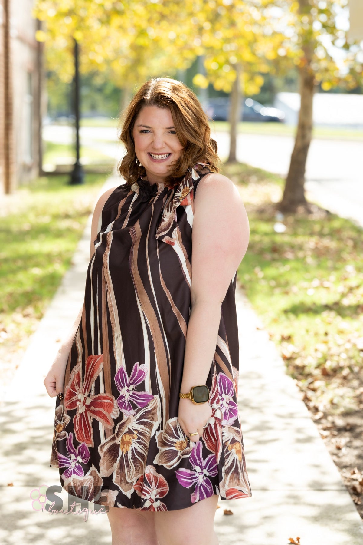 Garden District Brown Dress - She Chester