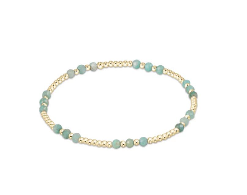 GEMSTONE GOLD JOY PATTERN 3MM BEAD BRACELET - AMAZONITE - She Chester