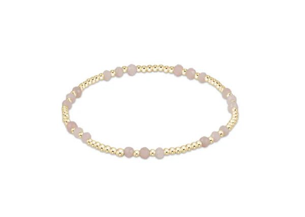 GEMSTONE GOLD JOY PATTERN 3MM BEAD BRACELET - PINK OPAL - She Chester