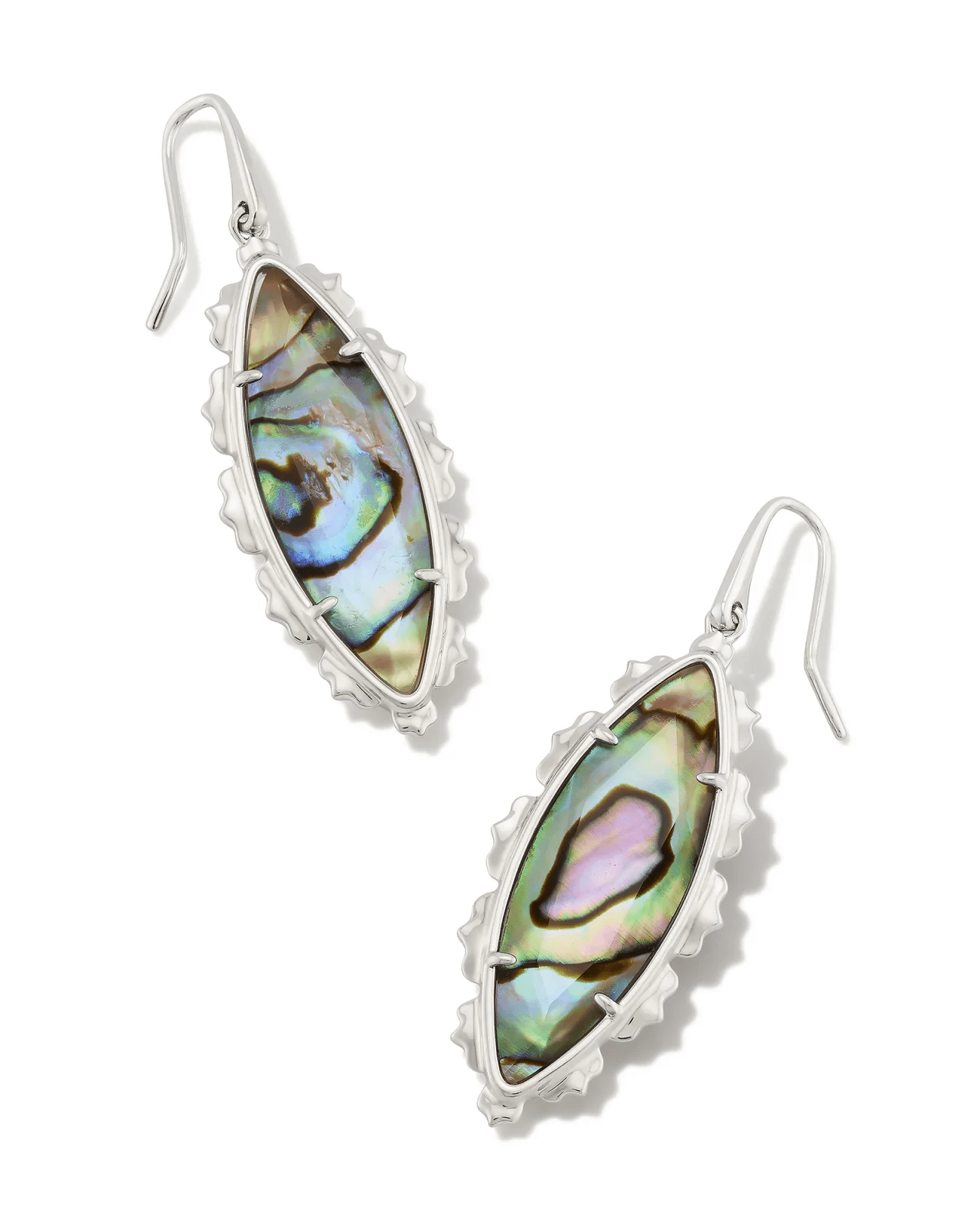 Genevieve Drop Earrings Rhodium Abalone Shell - She Chester