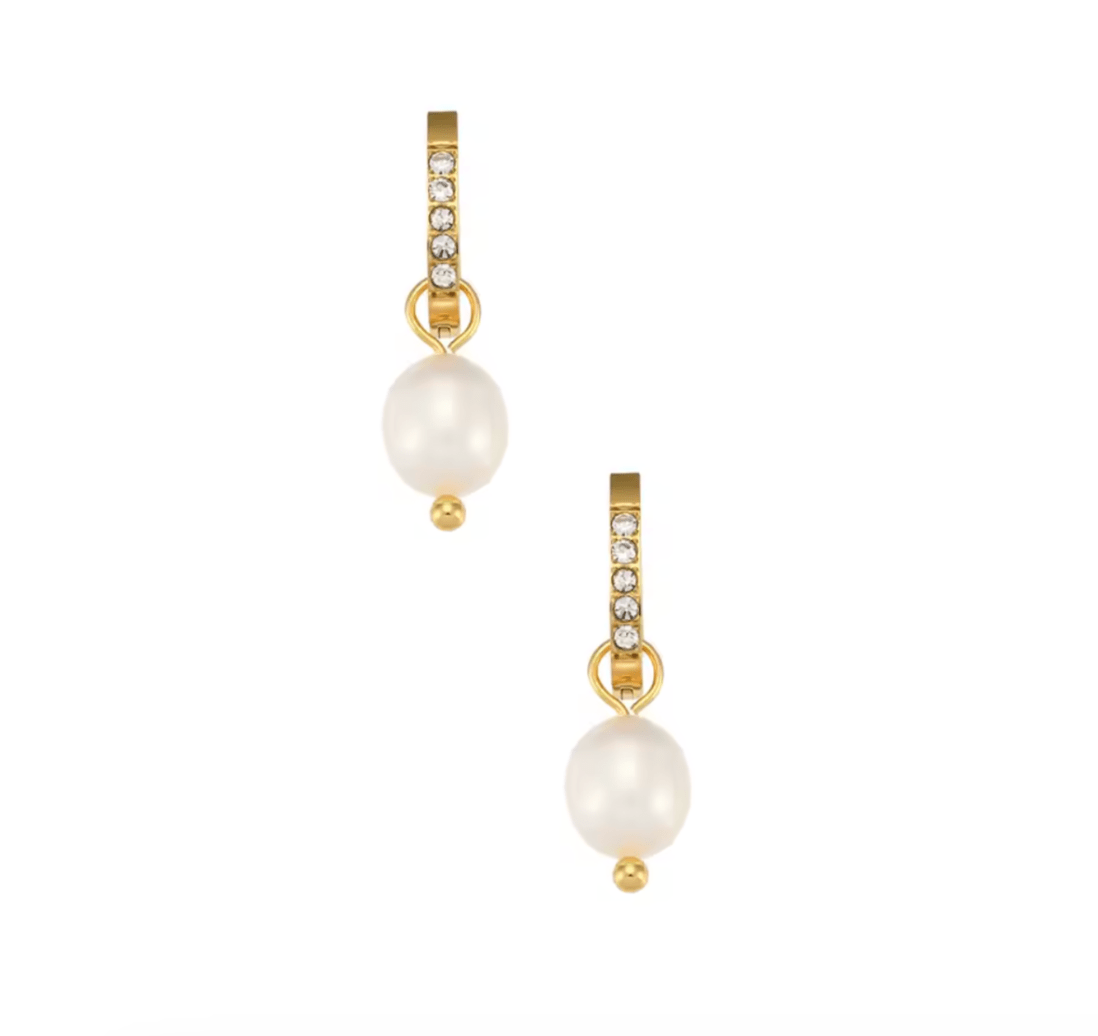 Georgie Huggie Hoop Gold Pearl Earrings - She Chester