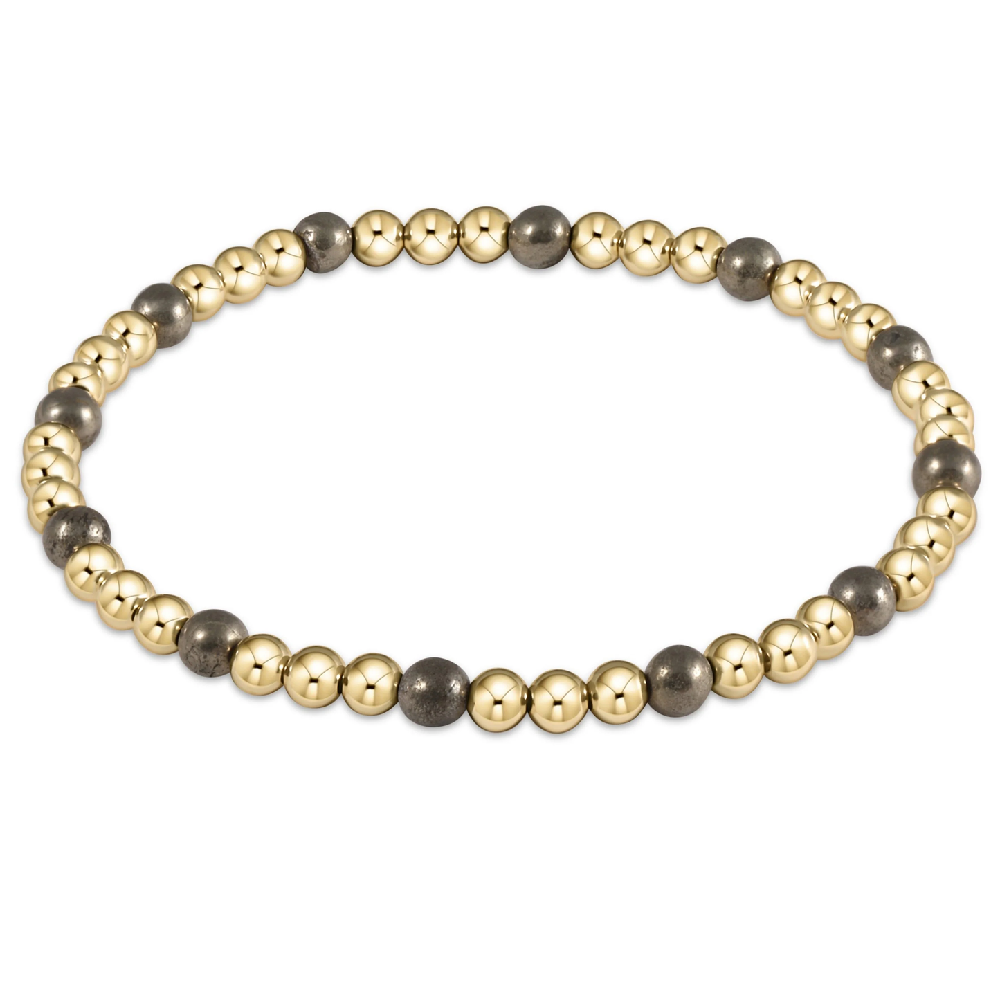 Gold Sincerity Pattern 4mm Bead Bracelet Pyrite