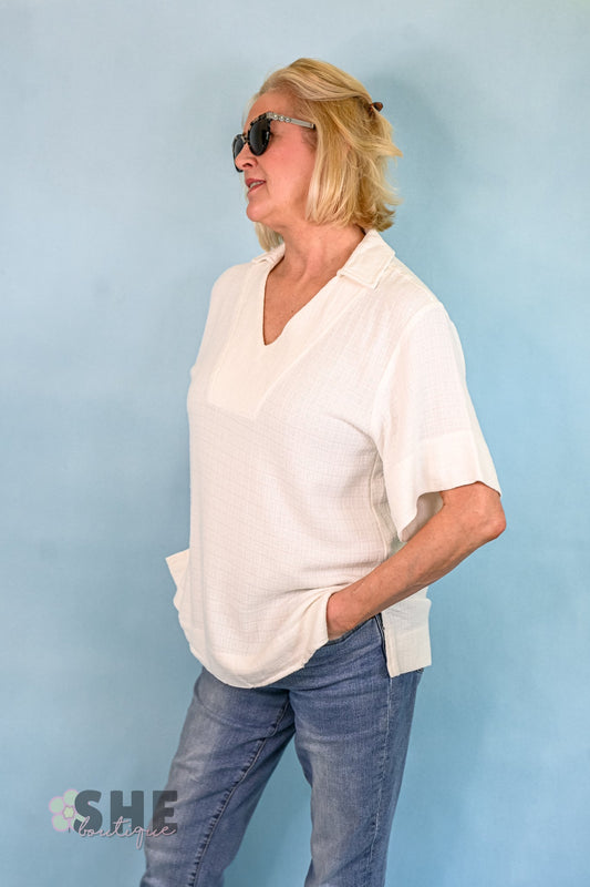 Good Vibrations Linen Top - She Chester