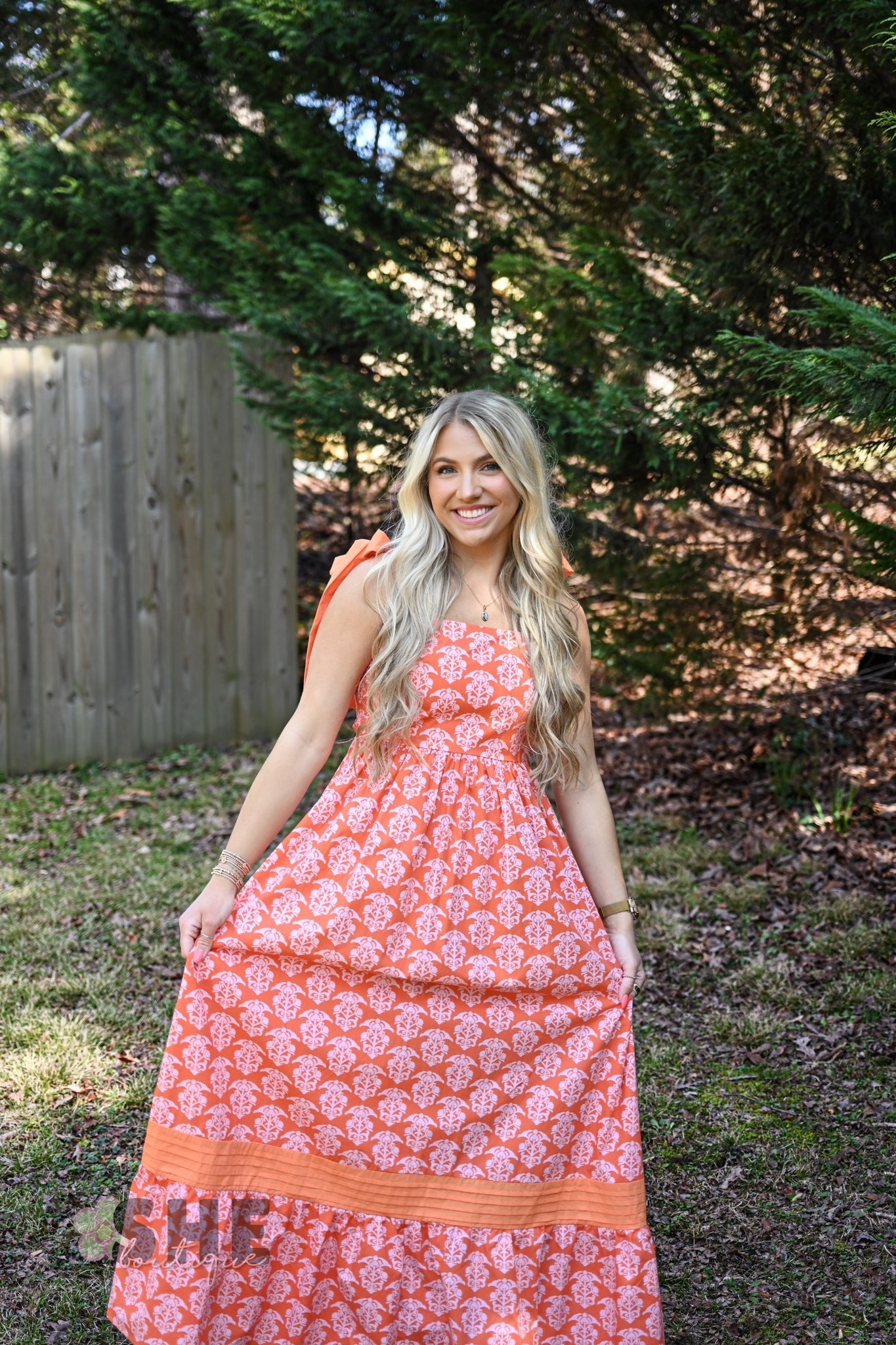 Grapefruit Flare Maxi Dress - She Chester