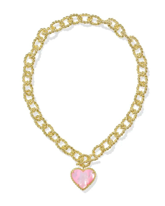 Haisley Heart Statement Necklace - Gold Blush - She Chester
