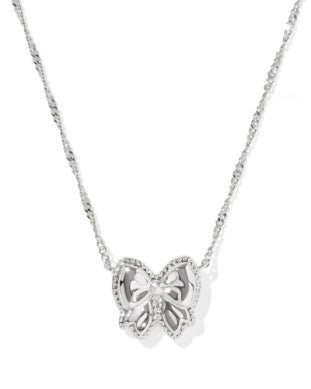 Haley Bow Rhodium Ivory MOP Necklace - She Chester
