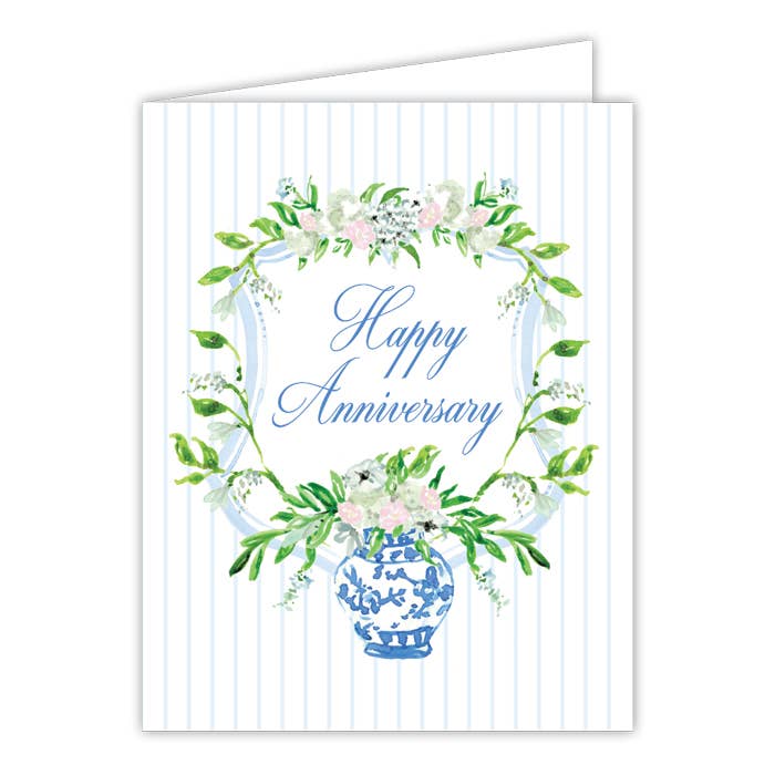 Happy Anniversary Floral Wreath Chinoiserie Greeting Card - She Chester