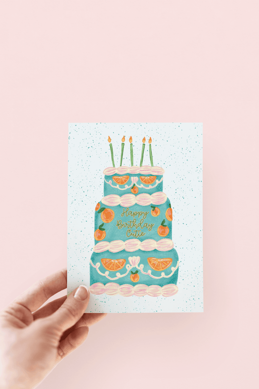 Happy Birthday Cutie Oranges Cake Coquette Greeting Card - She Chester