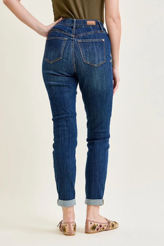 High Waist Pull On Cuff Slim Jeans 88750 - She Chester