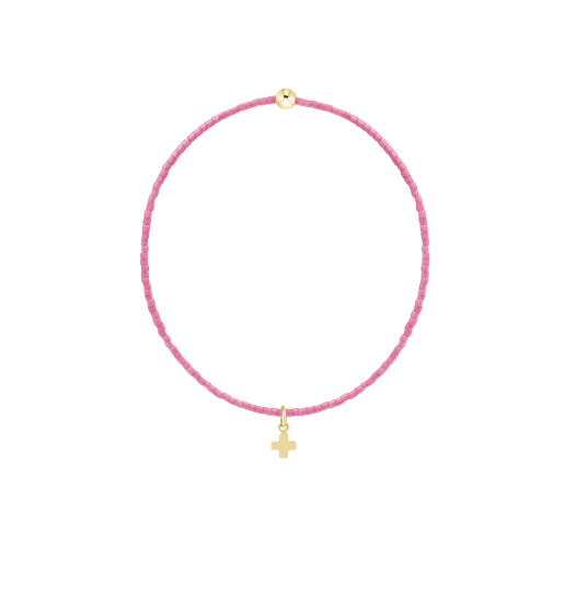 Hope Classic Bubblegum Bracelet - Signature Cross Small Gold Charm - She Chester