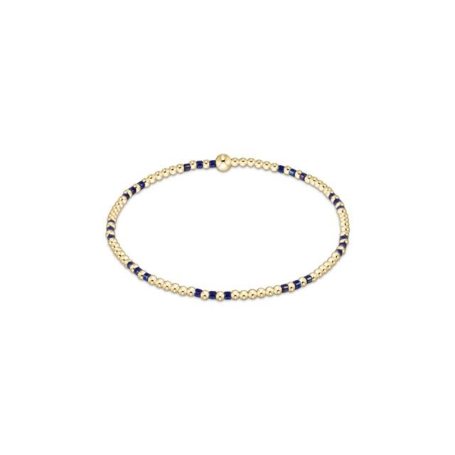 Hope Joy Pattern 2mm Bead Bracelet - Blue Metallic - She Chester