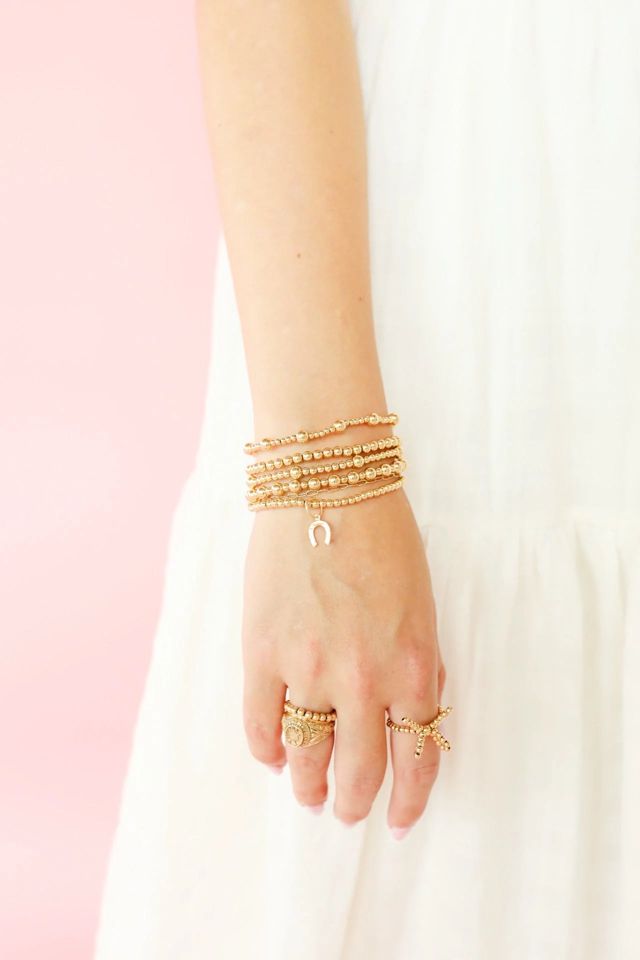 Horseshoe Gold Charm Bracelet Standard Size - She Chester