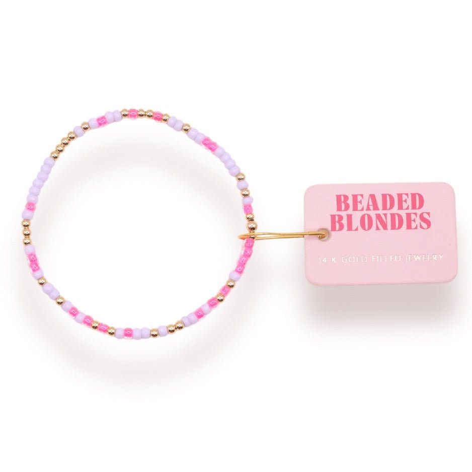 Hot Pink and Lilac Sprinkle BB Bracelet Standard Size - She Chester