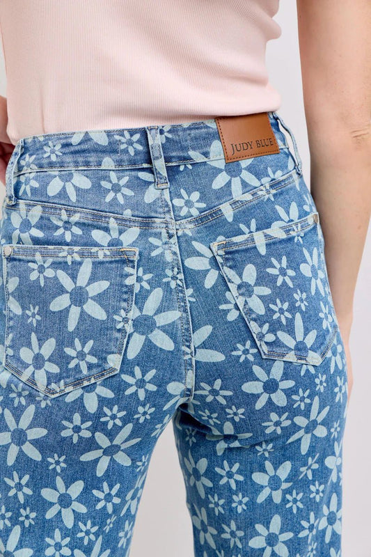 HW Crop Wide Leg Flower Jean Style 88772 - She Chester
