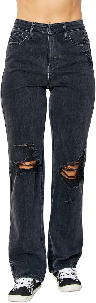 HW Rigid Magic Black Distressed Jeans - She Chester