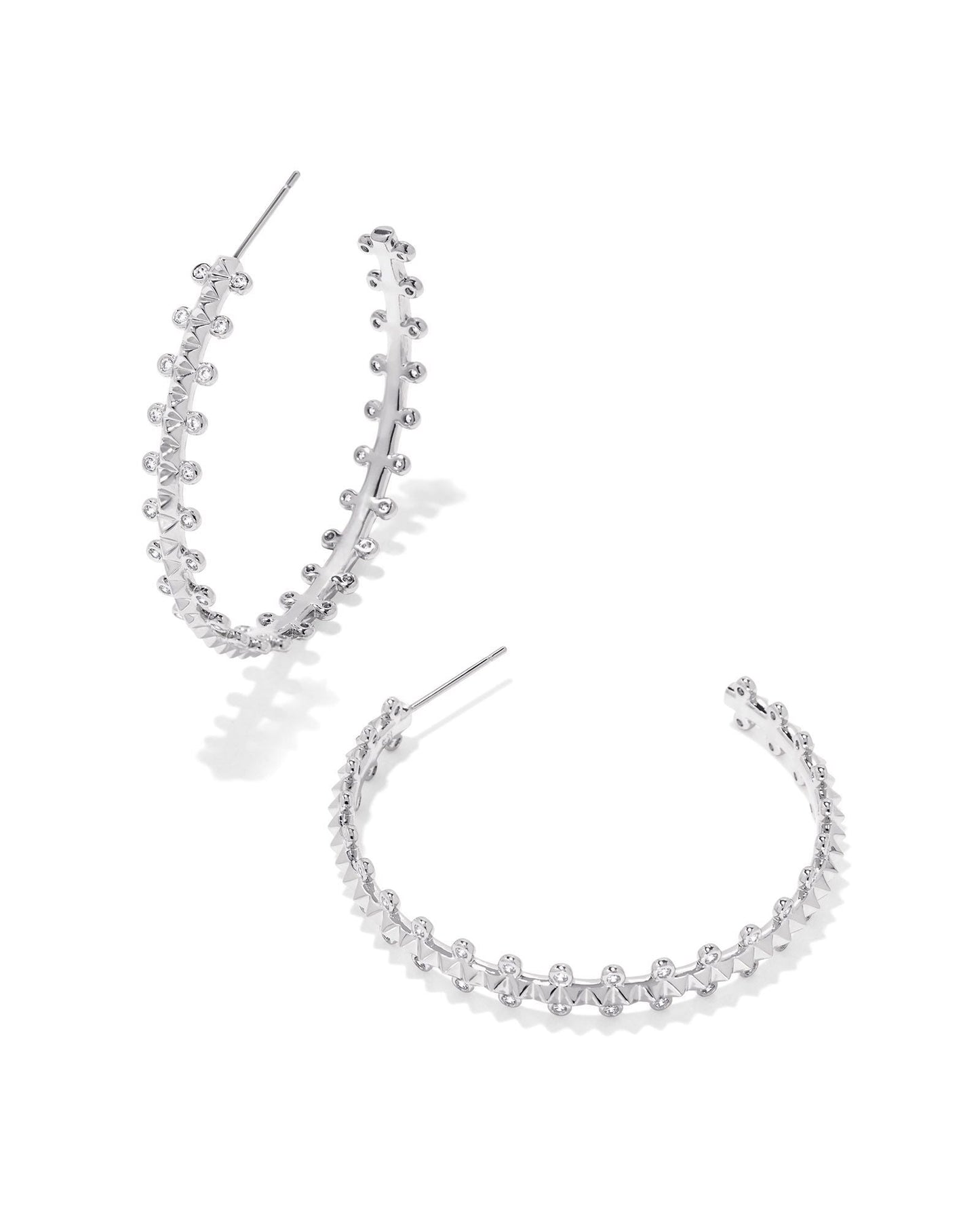 Jada Hoop Earrings Rhodium White Crystal - She Chester