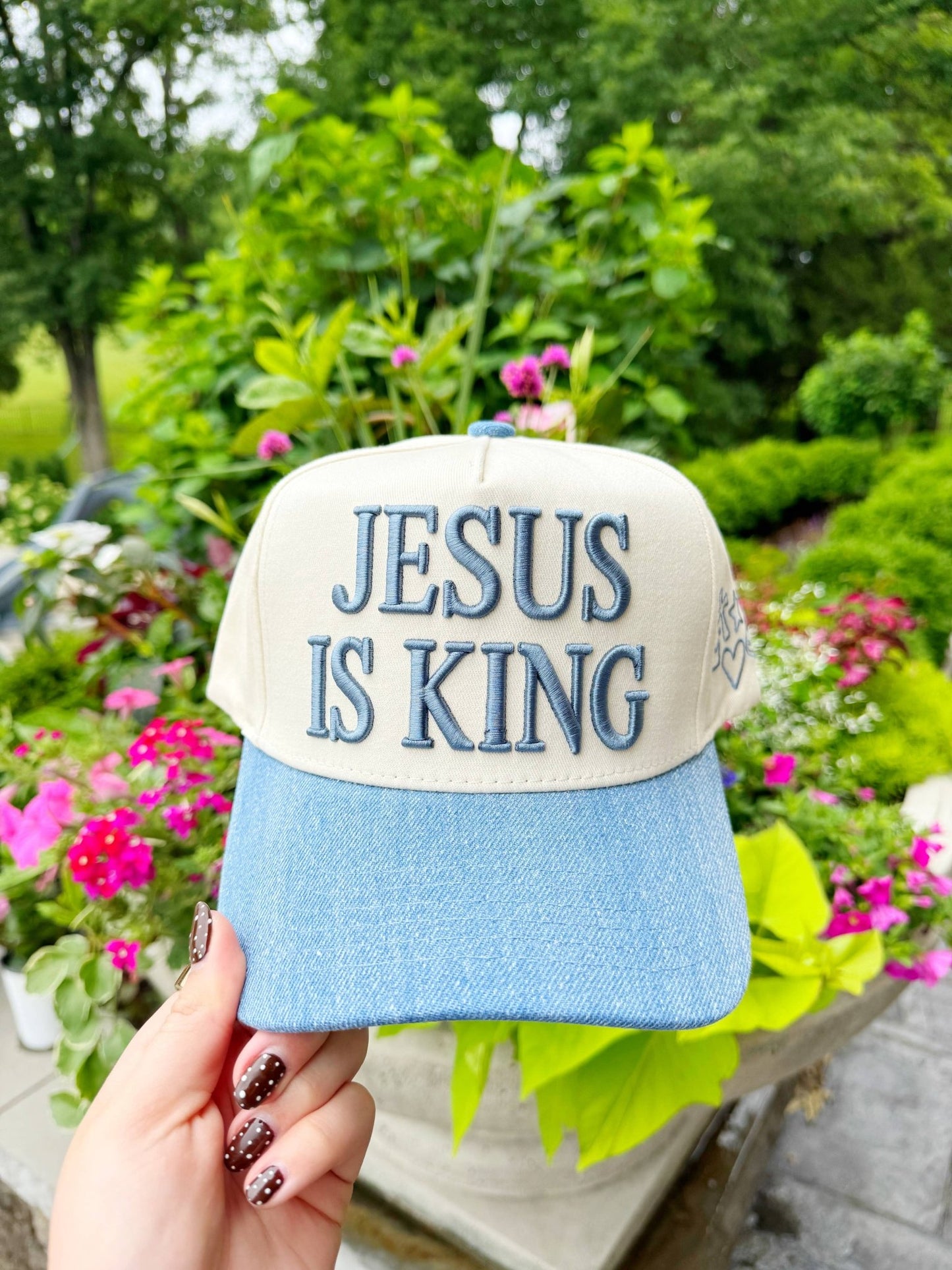 Jesus Is King Denim Hat - She Chester