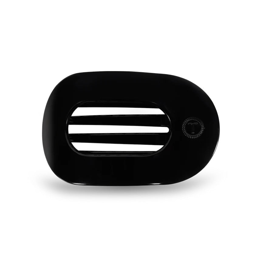 Jet Black Medium Round Flat Hair Clip - She Chester