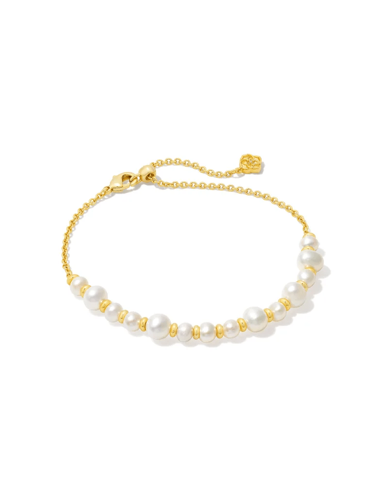 Jovie Beaded Delicate Bracelet Gold Pearl - She Chester