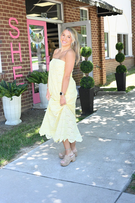 Juliet Lemon Lace Maxi - She Chester