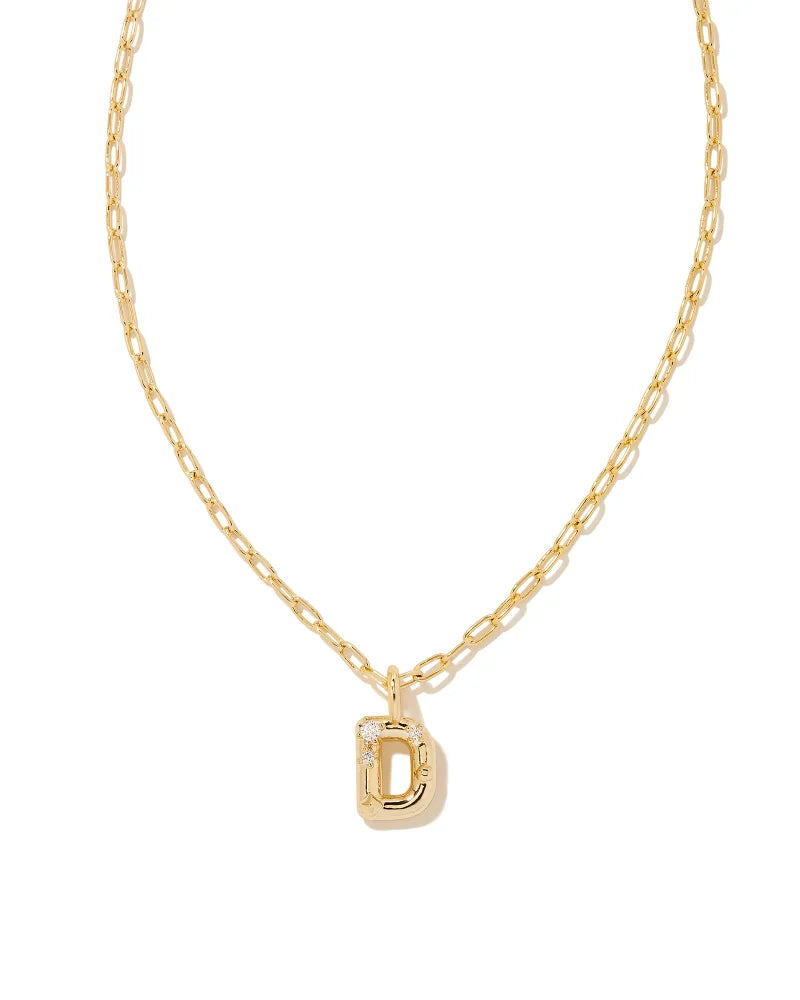 Crystal Letter Necklace - Gold -
