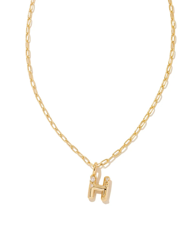 Crystal Letter Necklace - Gold -