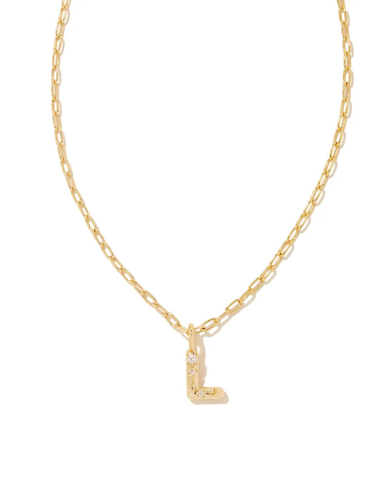 Crystal Letter Necklace - Gold -
