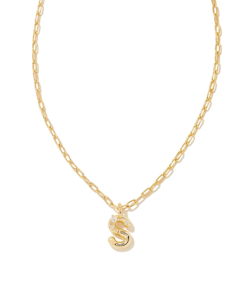 Crystal Letter Necklace - Gold -